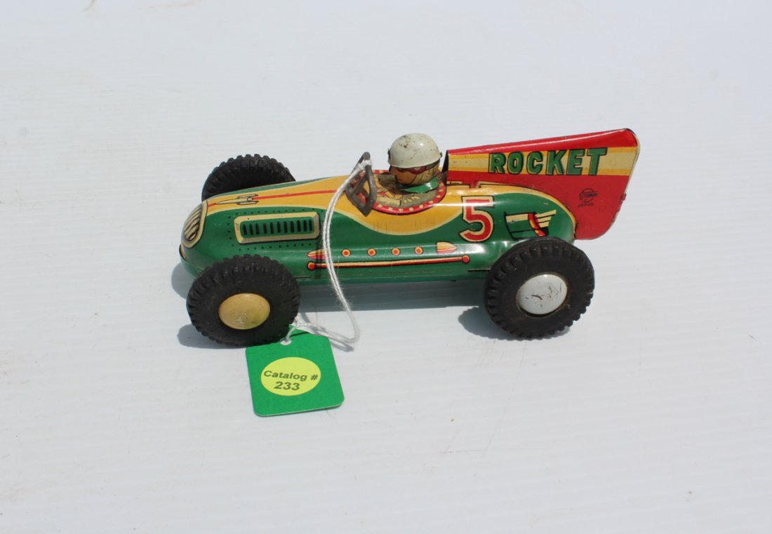 VINTAGE TOHNAN ROCKET RACE CAR: CIRCA 1950'S - TIN LITHOGRAPH 6 1/2"