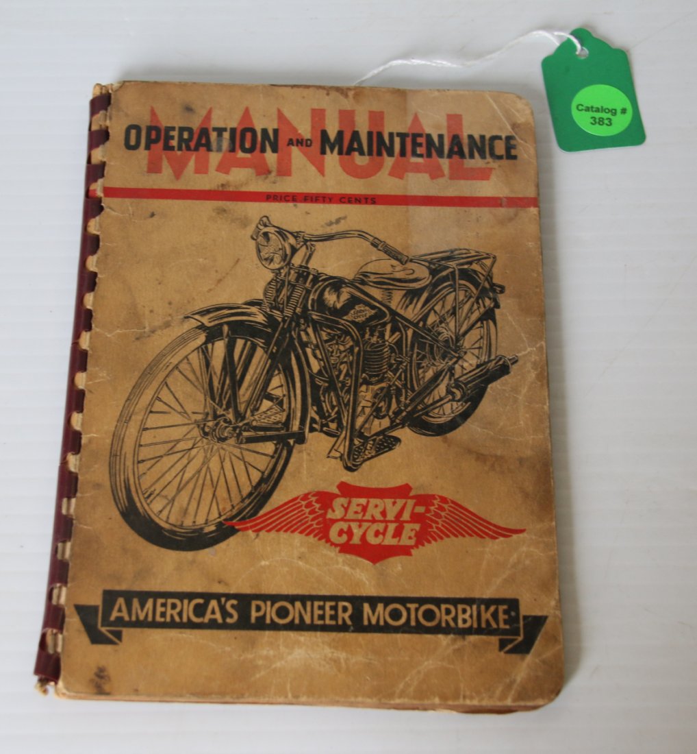SERVI-CYCLE MANUAL: MOTORBIKE OPERATION AND MAINTENANCE MANUAL - COPYRIGHT 1946 - WORN CONDITION
