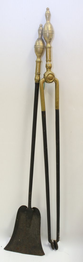 BRASS AND IRON FIREPLACE TOOL SET (1 of 3)