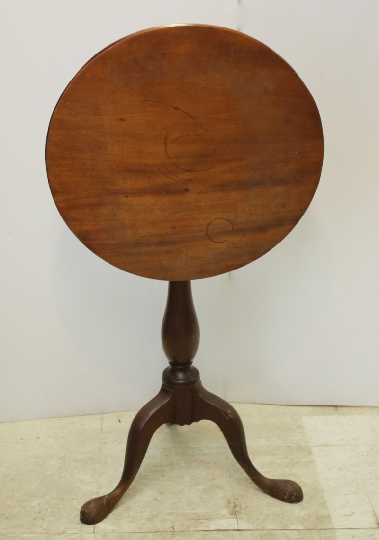 TILT TOP TEA TABLE: TRI-POD BASE WITH SAUCER TOP - 30"X21"