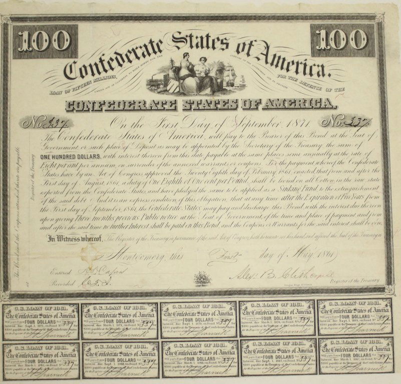 1864 - $100 CONFEDERATE BOND (1 of 1)
