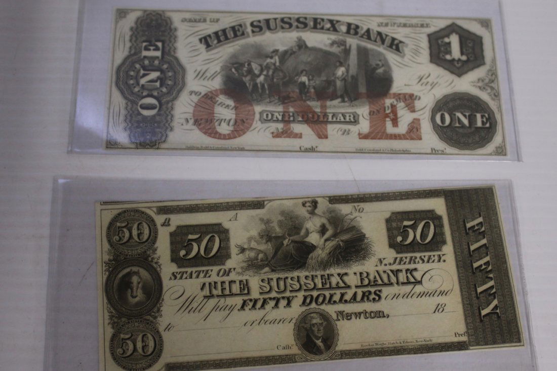 LOCAL NEW JERSEY PAPER GOOD LOT: BINDER CONTAINING ITEMS FROM NEW JERSEY - DEPOSITED VOUCHERS ISSUED TO ROBERT ADAMS OF AUGUSTA, NEW JERSEY 1882 AND 1892 MERCHANT NATIONAL BANK OF NEWTON, 1882 & 1900 SUSSEX NATIONAL BANK VOUCHERS, (4