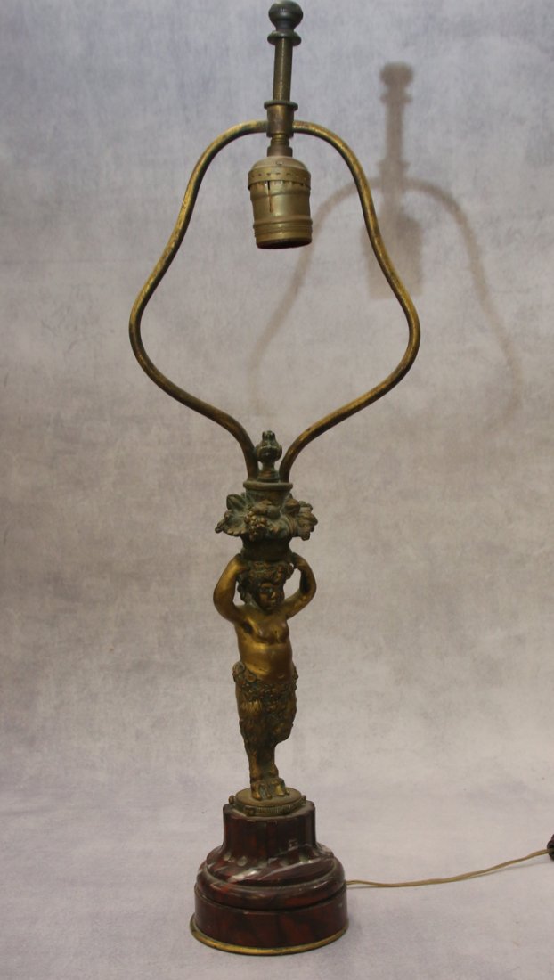 BRONZE AND MARBLE FRENCH LAMP (1 of 3)