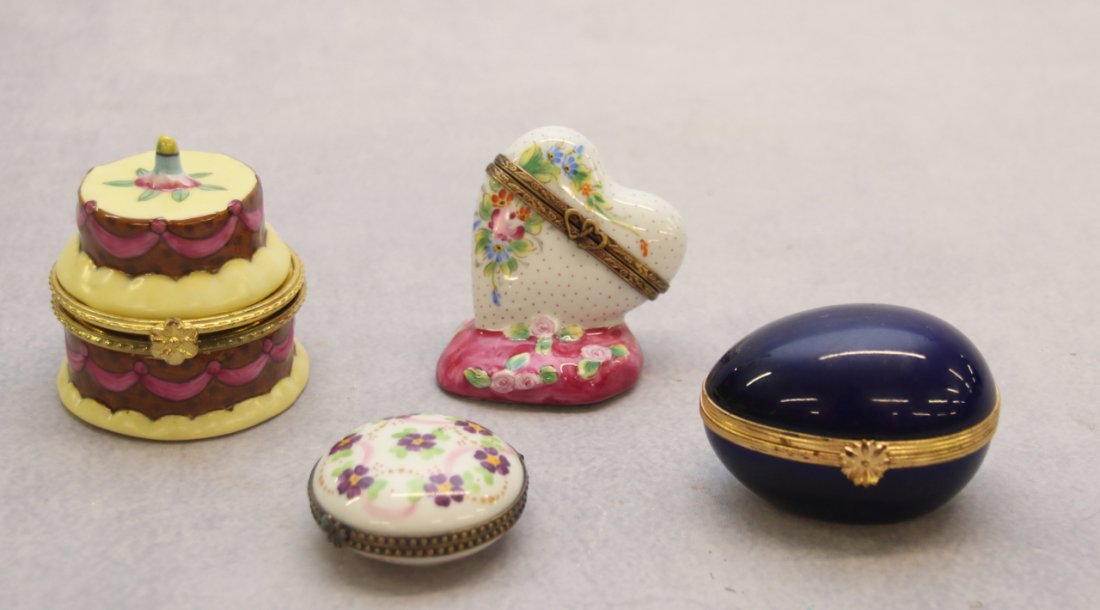 (4) LIMOGES PATCH BOXES: 20TH CENTURY 1 3/4" TO 2 1/2"