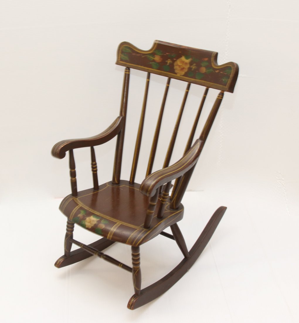 CHILDS ROCKING CHAIR: CHILDS ROCKING CHAIR IN ORIGINAL PAINT 12 1/2" X 11" X 24"