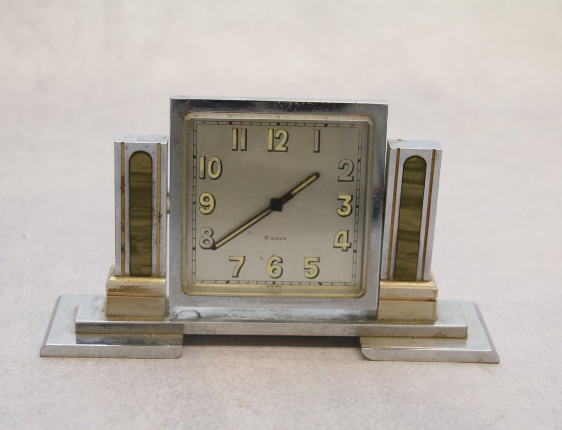 ART DECO CHROME TABLE CLOCK (1 of 3)