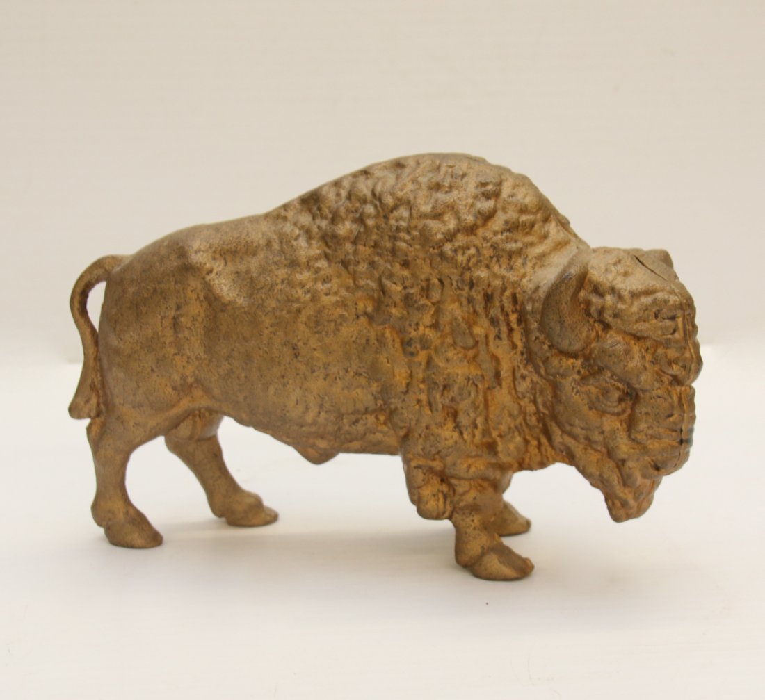 CAST IRON BUFFALO STILL BANK (1 of 4)