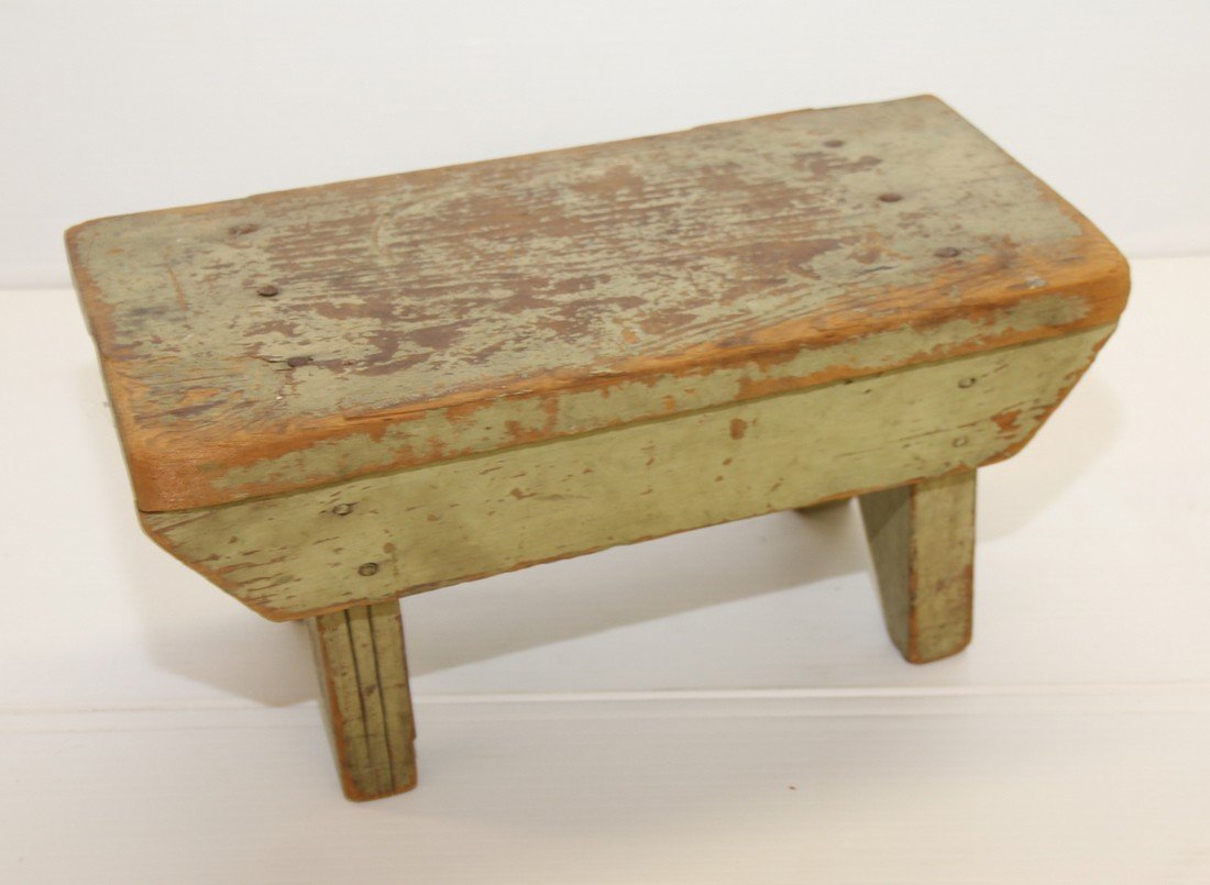 PAINTED WOODEN FOOT STOOL (1 of 3)