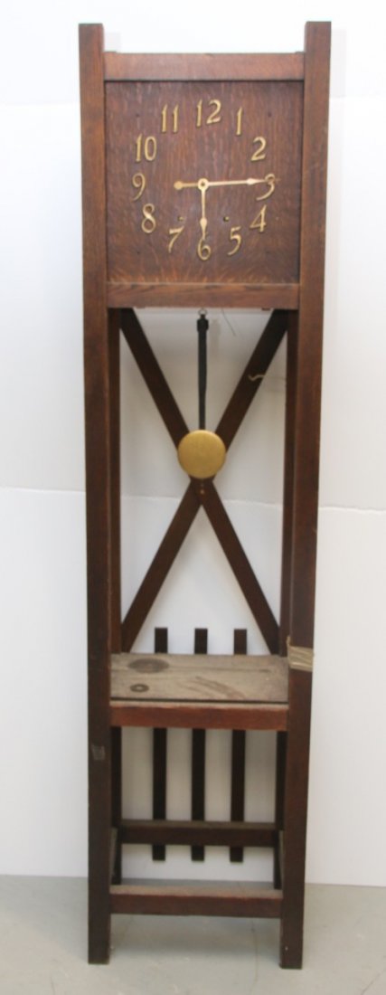 MISSION OAK CLOCK: 17"x12"X71"