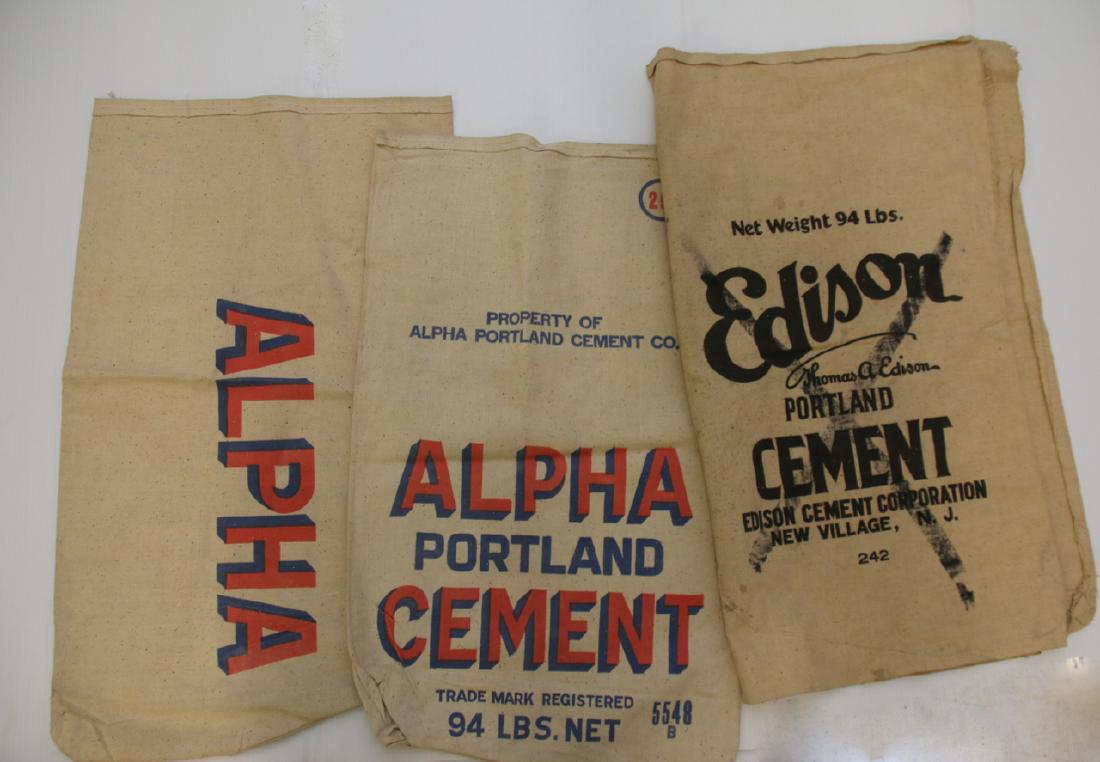 ADV. CEMENT SACKS: (2) ALPHA CEMENT - EDISON CEMENT PORTLAND
