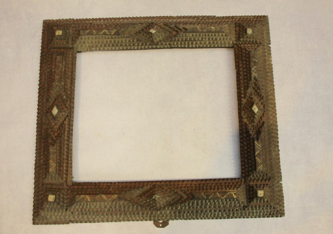 TRAMP ART PICTURE FRAME: WITH GOLD AND SILVER HIGHLIGHTS DIMENSIONS: 16"X14"