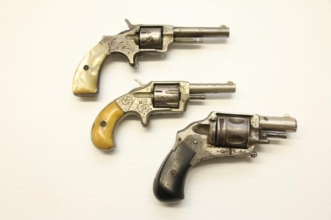 (3) EARLY REVOLVERS: DEFENDER - BLUE JACKET 1 1/2 - REVOLVER MARKED "RW" SER# 583IN FOUND CONDITION