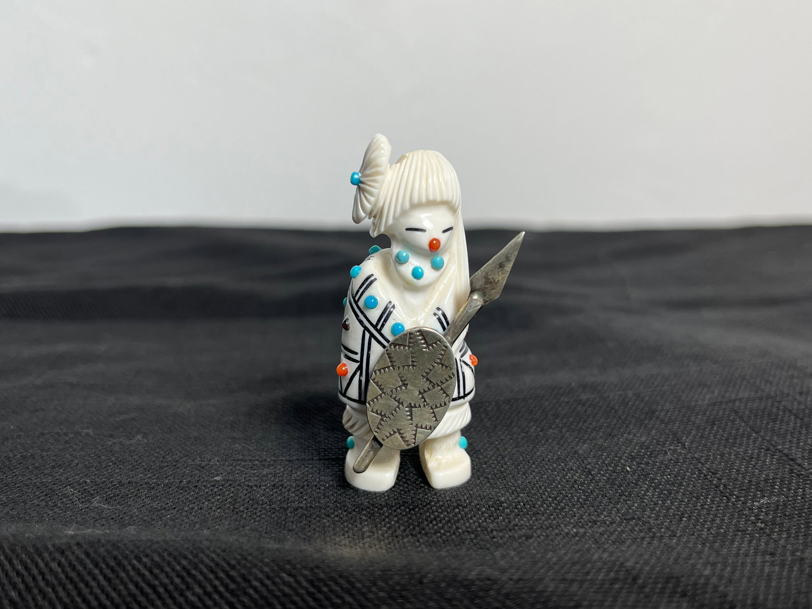 Zuni Warrior Maiden Antler Fetish Sterling (1 of 4)
