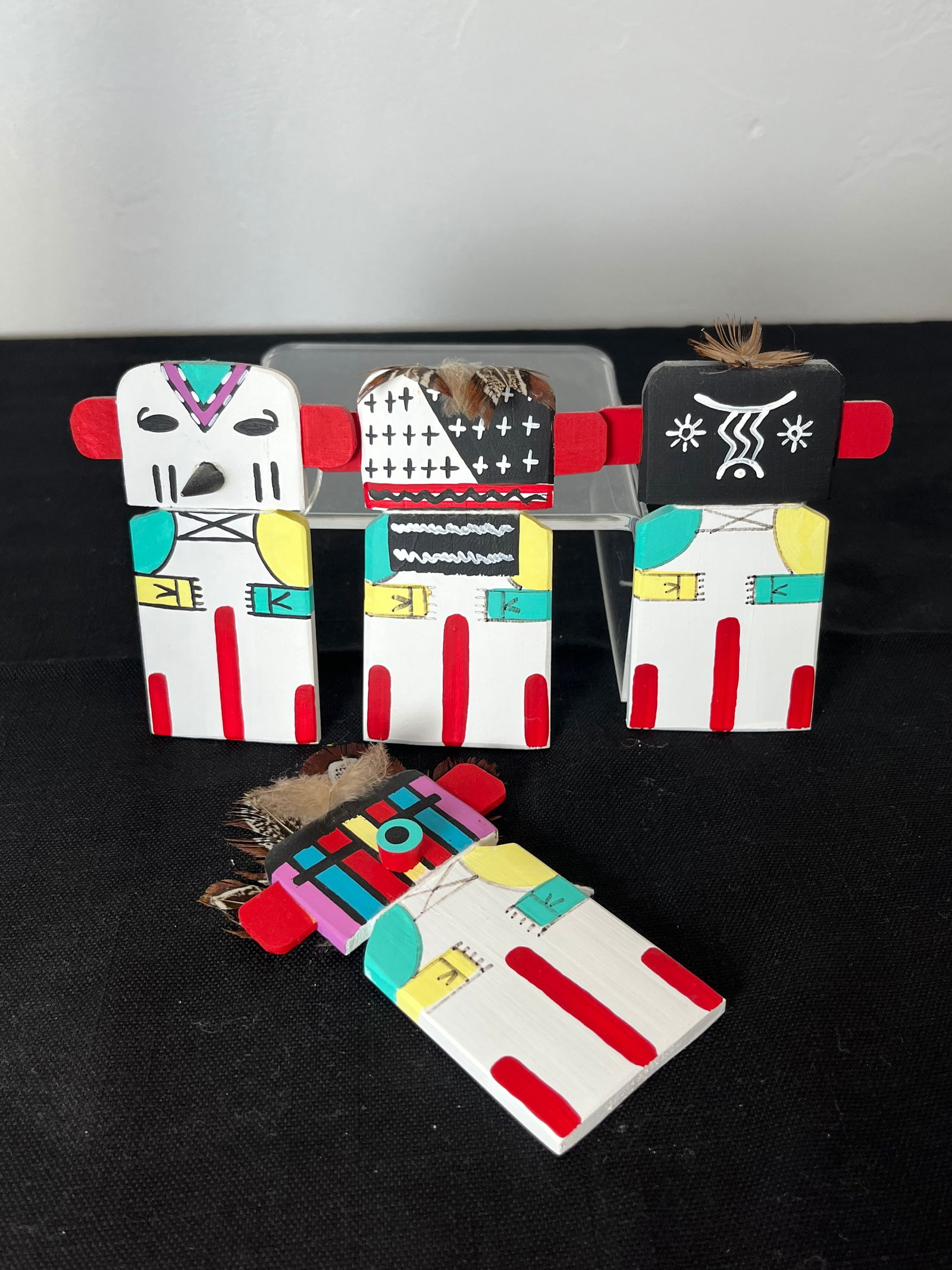 HOPI Flat Wood  Kachina, Set of four (1 of 6)