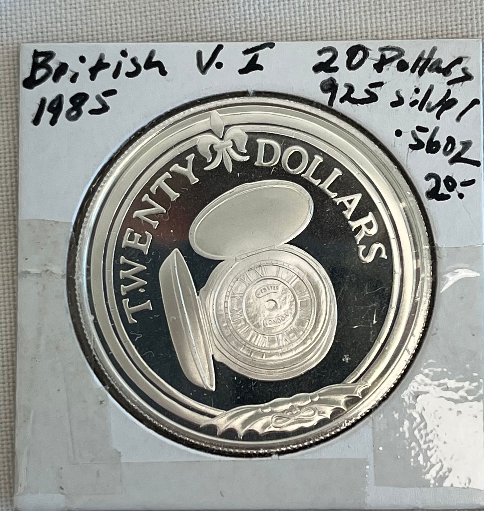 1985 British V.I. 20 Dollar Coin (1), Sterling Silver (1 of 3)