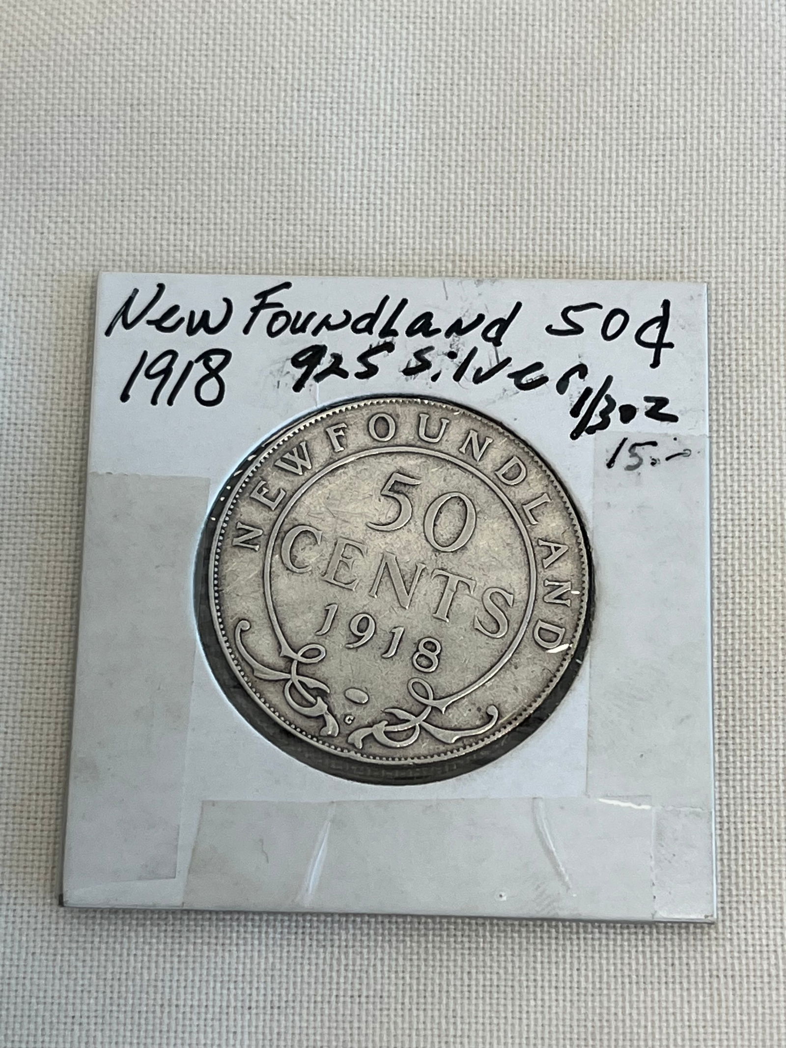 1918 New Foundland 50 Cent Coin (1), Sterling Silver (1 of 3)