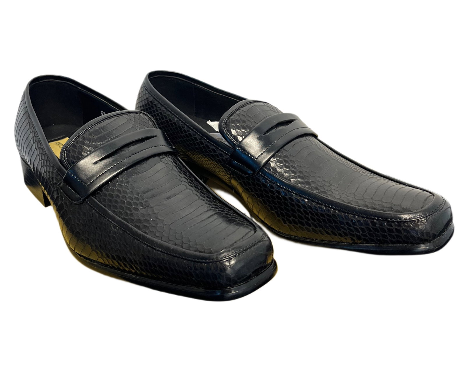 Antonio Cerrelli Dress Shoe, Size 10.5, Original Box: Black Snake Skin Design, Like New, (See Photos)
