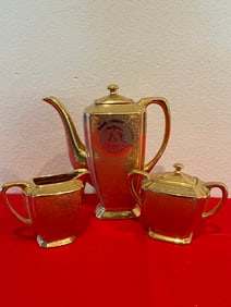 Gold Plate Porcelain Tea Set, Vintage