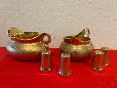 Vintage Creamer and Sugar Set, 6 Pieces