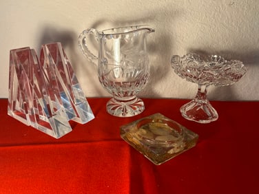 Lead Crystal & Lucite Lot, 4 Pieces
