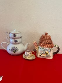 Tea Pots and Dish, 4 Pieces