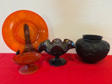 Colorful Vintage Glass Lot, 4 Pieces