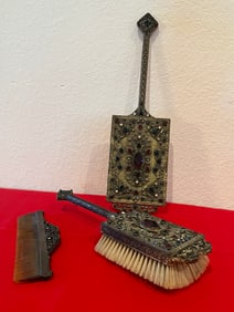 Antique Jeweled Vanity Set, 3 Pieces