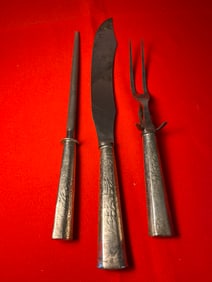 German Silver Food Carving Set, 3 Pieces