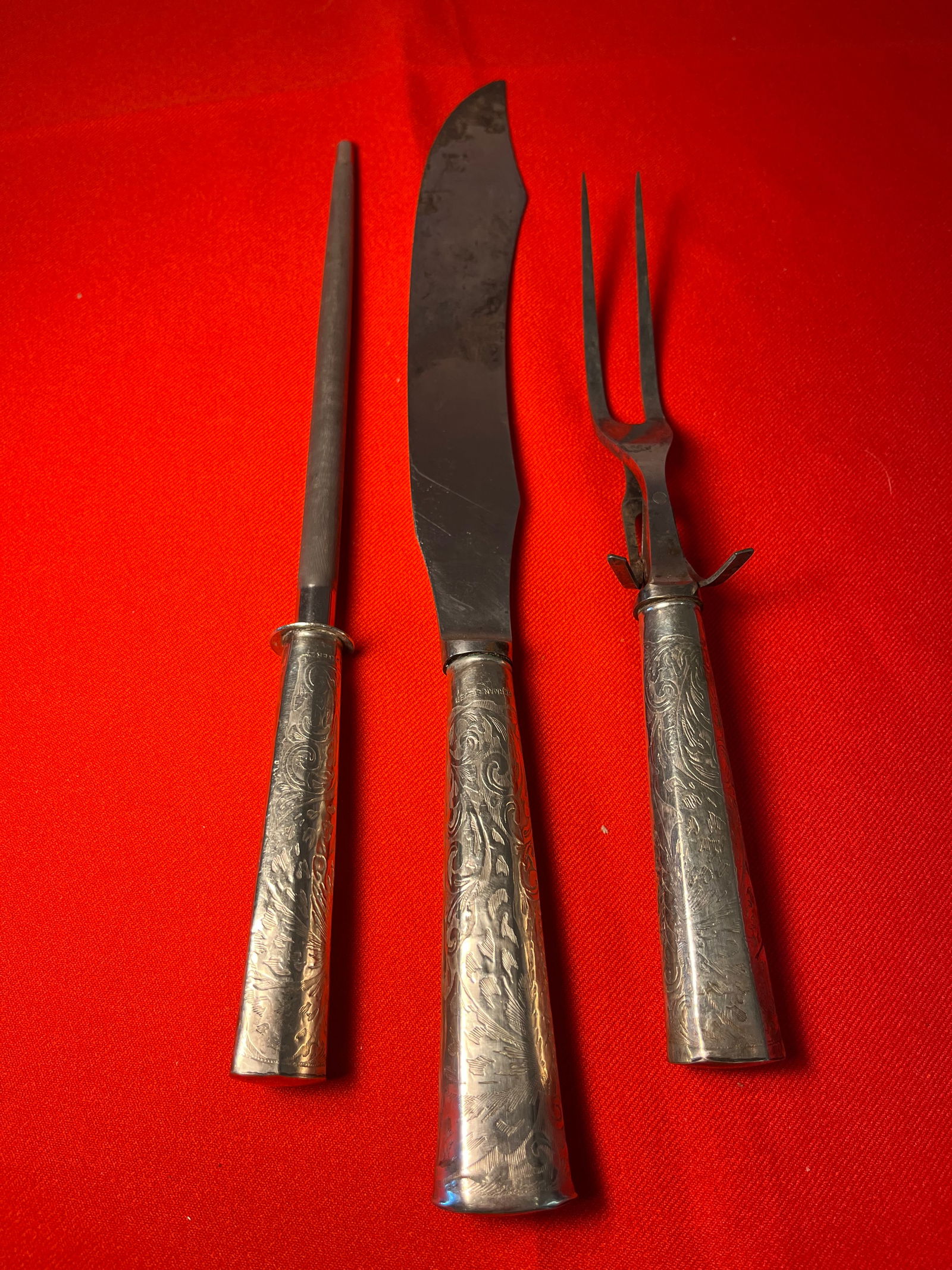 German Silver Food Carving Set, 3 Pieces (1 of 6)