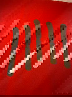 Sterling Butter Knife Set, 5 Pieces: With Mop Handles By LF&C. Landers, Frary, & Clark set in good condition. No tarnish