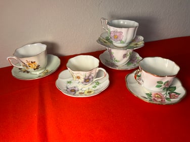 Fine Bone China Teacups, 10 Pieces