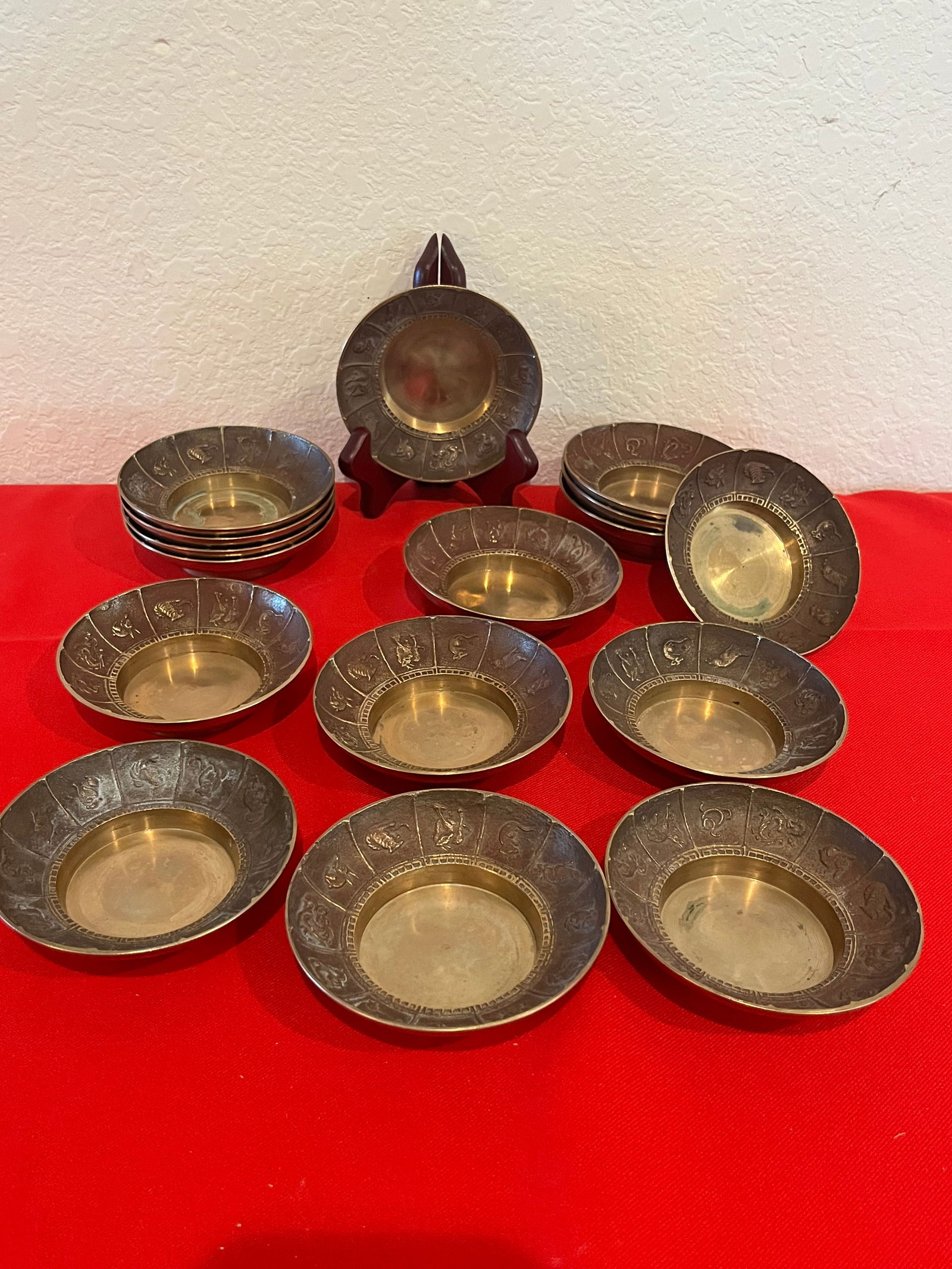 Zodiac Brass Trinket Dishes, 16 Pieces (1 of 7)