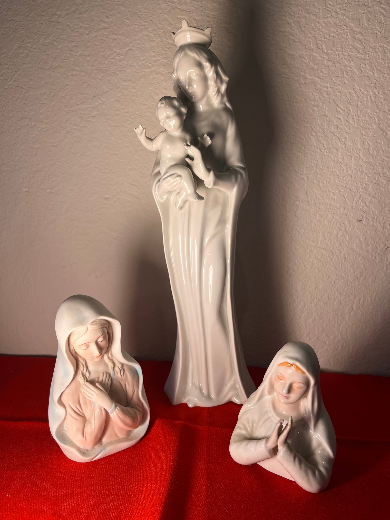 Madonna 3 Piece Lot: Ceramic & Poreclain Madonna Lot. Made by Lefton, DCGC & Golden Crown E+R. No damages.