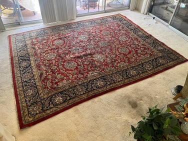 Large Floral Handwoven Vintage Rug
