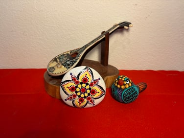 Hand Painted Mexican and European Decor, 4 Pieces