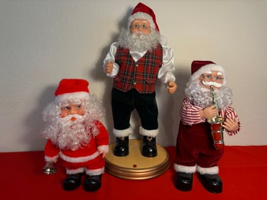 Vintage 3 Piece Santa Claus Mechanical Figures
