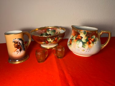 Limoges Porcelain & Glass Lot, 5 Pieces