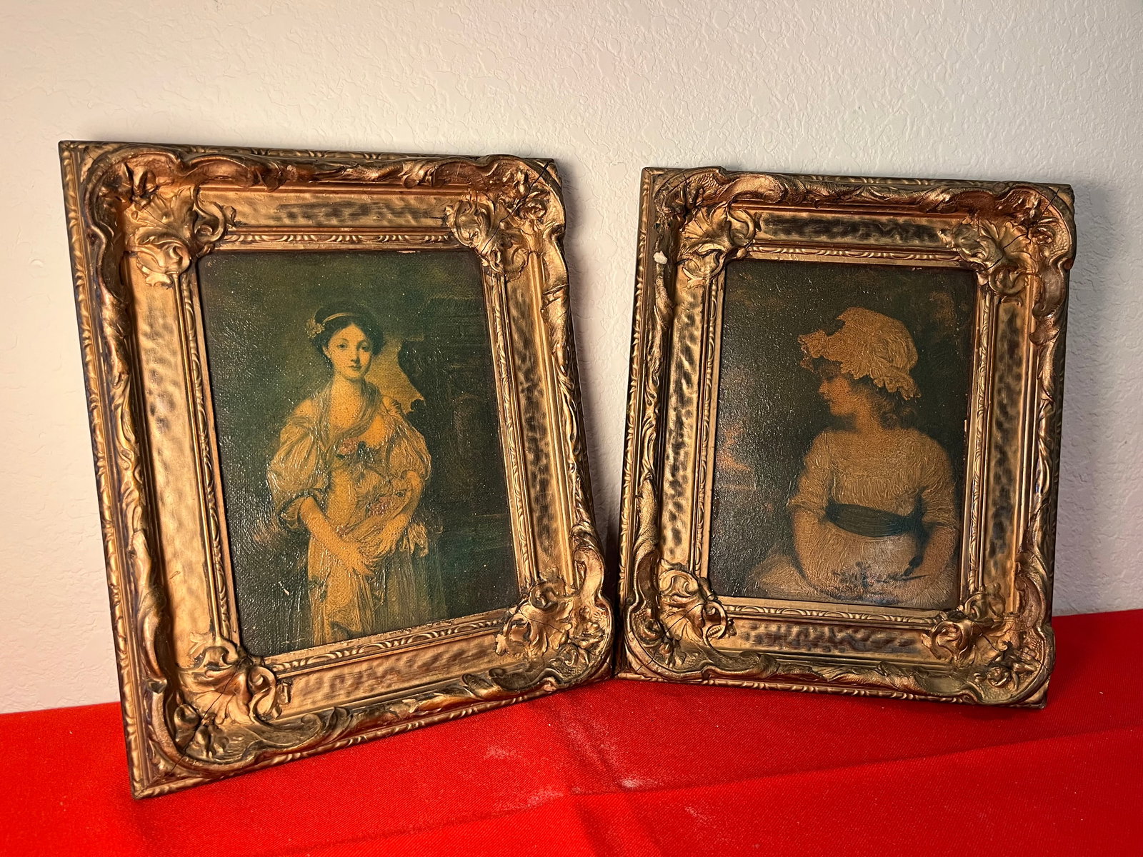 Pair of Antique Framed Portraits: Used condition, Beautiful Wood Frame on cardboard.