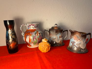 Porcelain Ceramic and Metal Asian Collectibles, 7 pc.