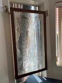 Etched Glass Decorative Window, Vintage
