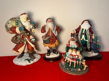 Large Santa Figurine Lot, 4 Pieces