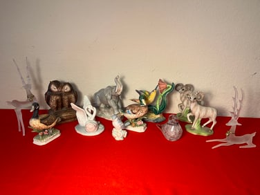 Ceramic & Glass Amimal Lot, 12 Pieces