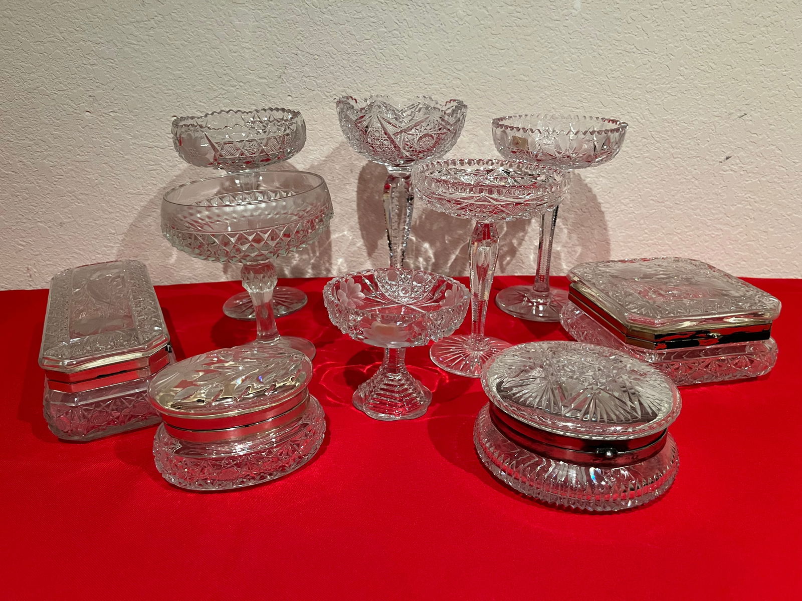 Crystal Candy Dishes/Goblets and Boxes with Lids, 10 Pieces (1 of 9)