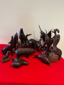 Large Assortment of Carved Ironwood, 12 Pieces