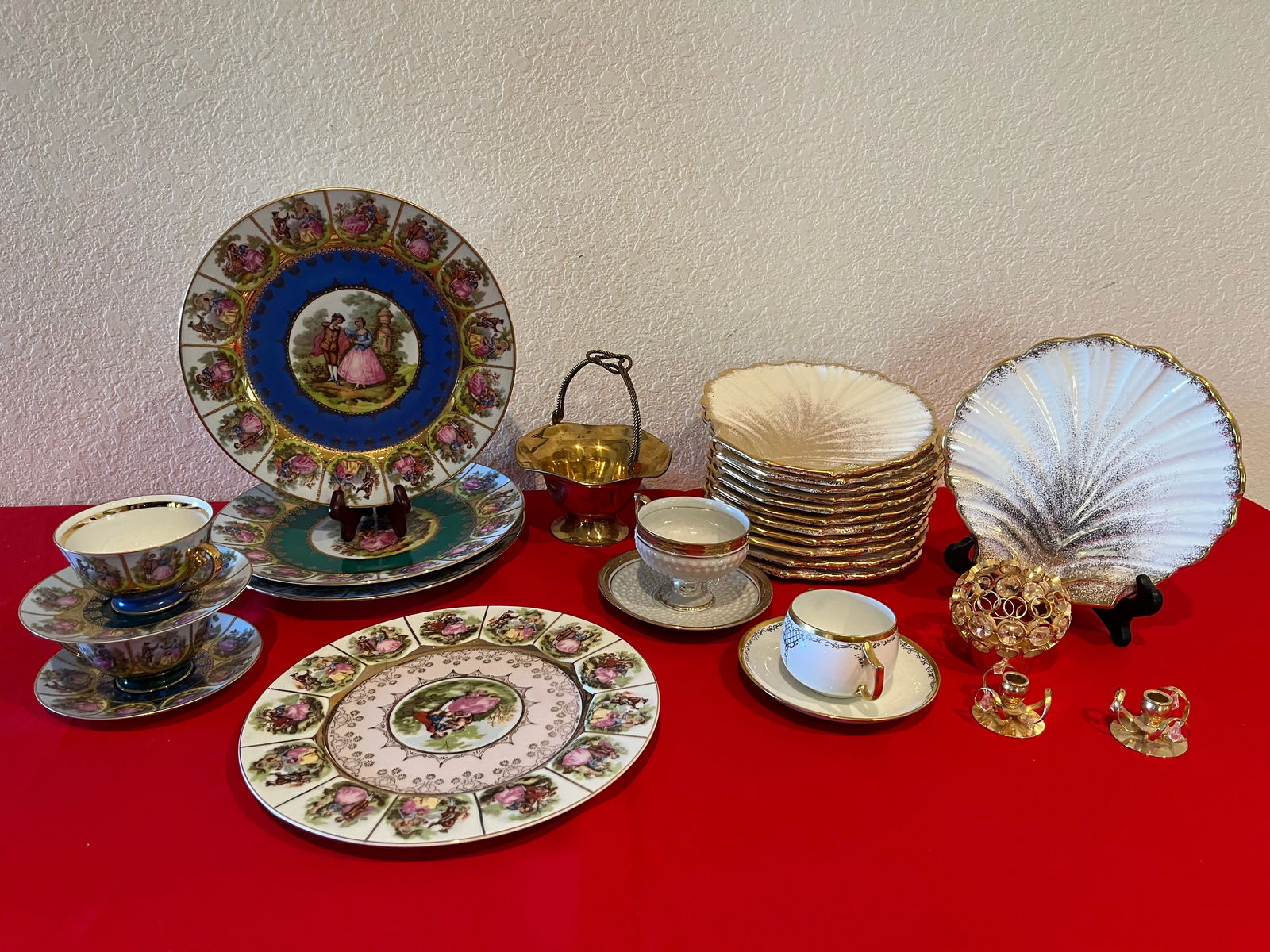 Goldtone Dish Lot + Bavarian China, 28 Pieces (1 of 12)