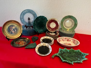 Green Dish & Glass + China Varity Lot, 36 pcs.