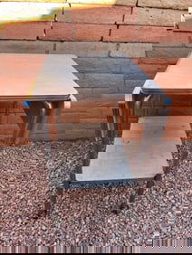 Vintage Wood and Metal table on wheels