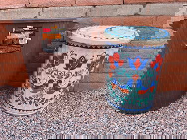 Hand painted Metal Trash Can + 30 Gal Trash can