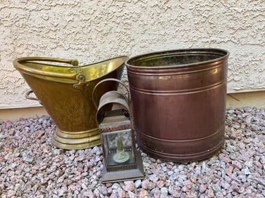 Copper and Brass Buckets, 3 Pieces