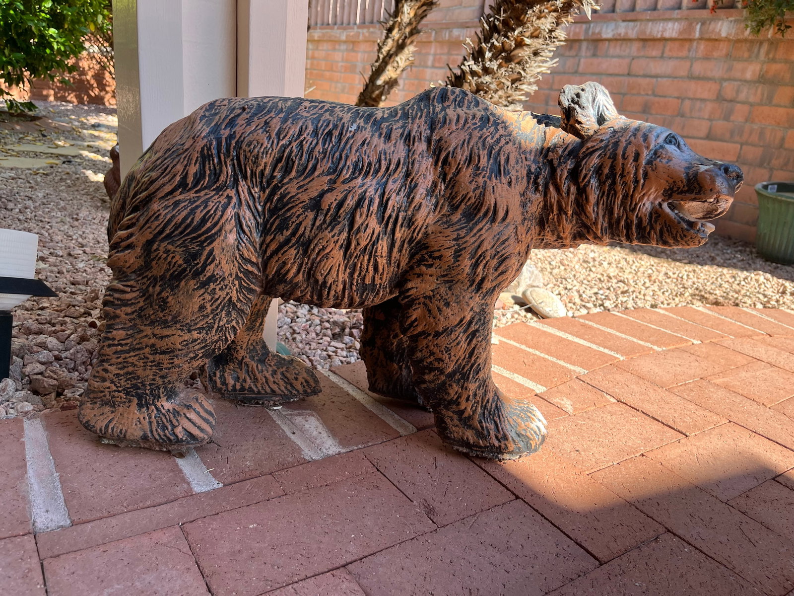 Concrete Garden Bear Statue: Good condition. No chips. Slight paint loss.